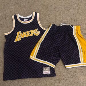 Mitchell & Ness Lakers Black and Yellow Checkered Set